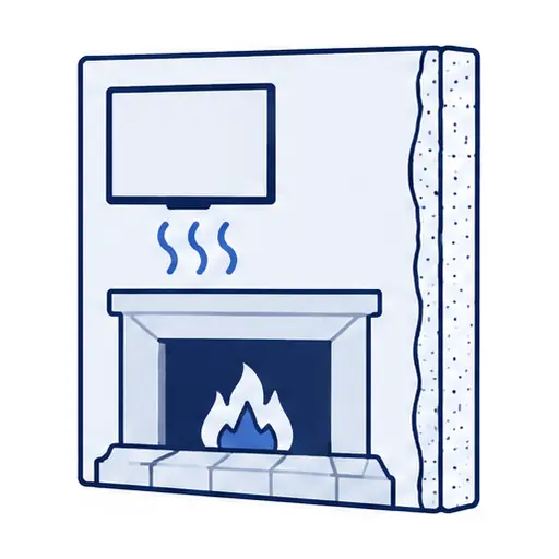 Schematic: a TV above a fireplace
